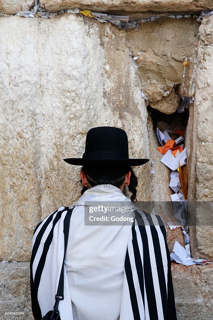 Prayer at the Western wall, Jerusalem.