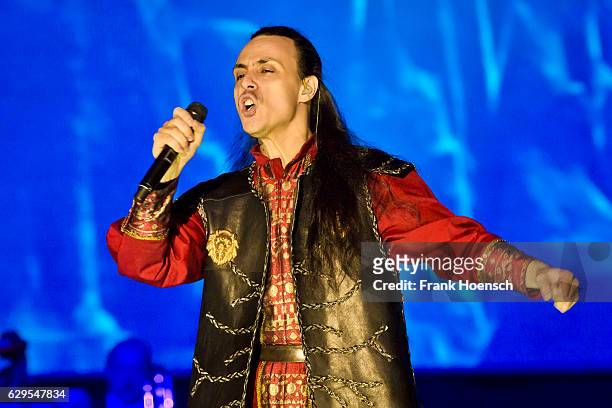 Italian singer Roberto Tiranti performs live during The Celtic Rock Opera Excalibur at the Mercedes-Benz Arena on December 13, 2016 in Berlin,...