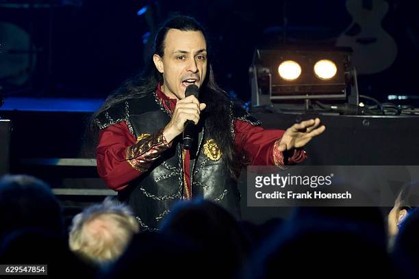 Italian singer Roberto Tiranti performs live during The Celtic Rock Opera Excalibur at the Mercedes-Benz Arena on December 13, 2016 in Berlin,...