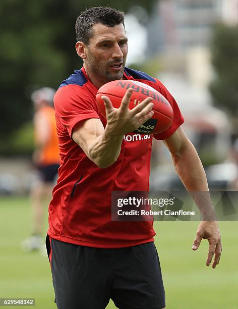 Russell Robertson is seen during a Melbourne Demons AFL training session at Gosch's Paddock on December 14, 2016 in Melbourne, Australia.