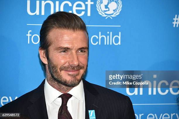 Goodwill Ambassador David Beckham attends UNICEF's 70th Anniversary Event at United Nations Headquarters on December 12, 2016 in New York City.