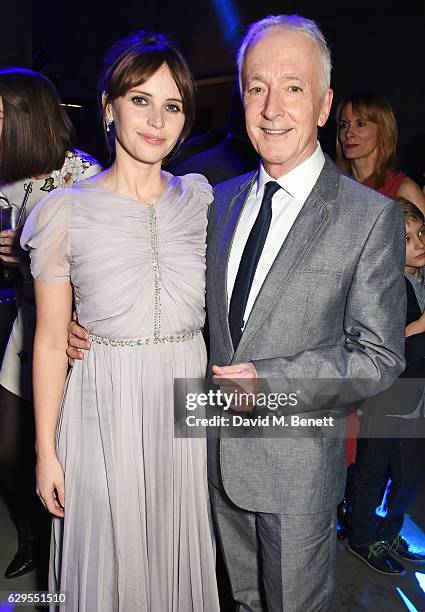 Felicity Jones and Anthony Daniels attend the "Rogue One: A Star Wars Story" launch event after party at the Tate Modern on December 13, 2016 in...