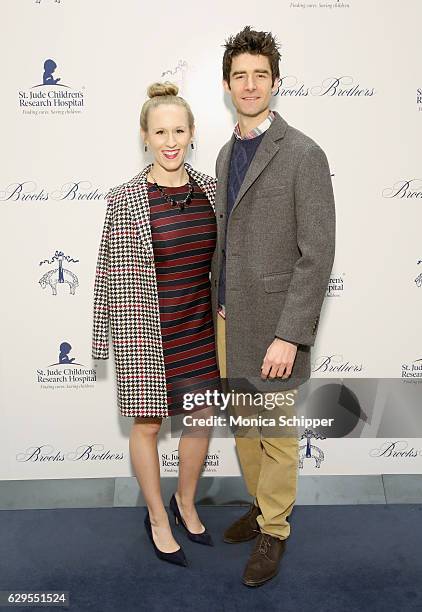 Stephanie Torns and Drew Gehling attend an evening hosted by Brooks Brothers to celebrate the holidays with St. Jude Children's Research Hospital at...