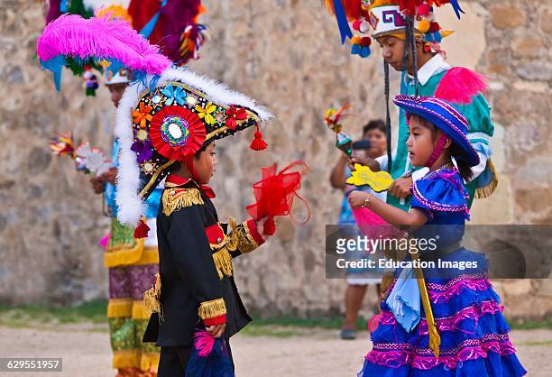 Dancers Reenact Zapotec History During The Guelaguetza Festival, Cuilapan, Mexico Near Oaxaca.