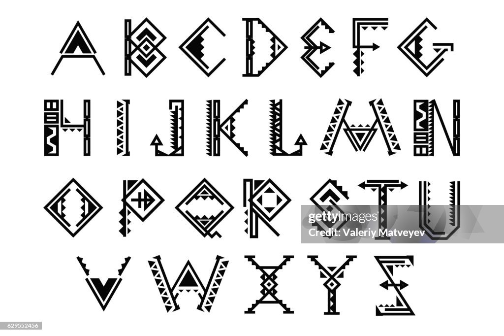 Ethnic Font Native American Indian Alphabet Vector Set High-Res Vector ...