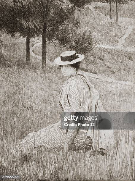 Louis Welden HawkinsFrench schoolWoman with hatFemme au chapeau19th centuryDrawing Private Collection.