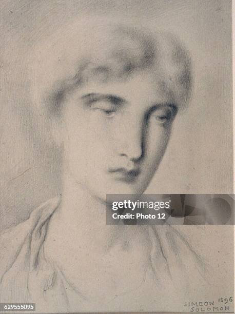 Simeon SolomonEnglish schoolStudy of female headEtude de visage de femme1896Pencil drawing Private Collection.