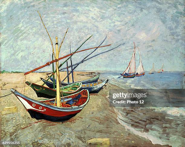 Vincent van GoghDutch schoolFishing Boats on the Beach at Les Saintes-Maries-de-la-MerJune 1888Oil on canvas Amsterdam, Van Gogh museum.