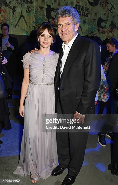 Felicity Jones and Alan Horn, Chairman of Walt Disney Studios, attend the "Rogue One: A Star Wars Story" launch event after party at the Tate Modern...