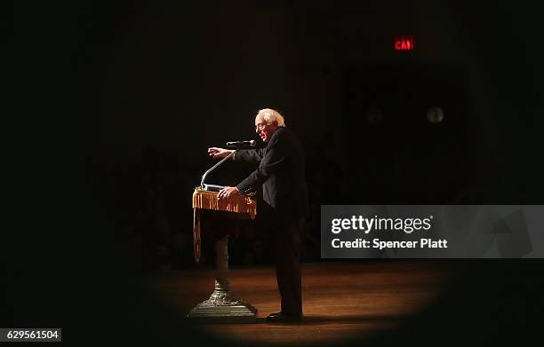 Former presidential candidate and Vermont Senator Bernie Sanders speaks about his 2016 campaign at The Cooper Union on December 13, 2016 in New York...