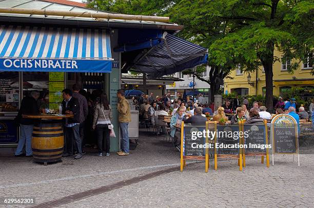 Munich, Viktualienmarkt, Market square, Bavaria, Germany, Europe.