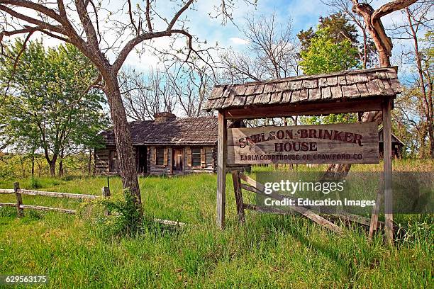 Historic Snelson Brinker house in southern Missouri in Crawford County on state highway 8 through the Mark Twain National Forest along the motor...