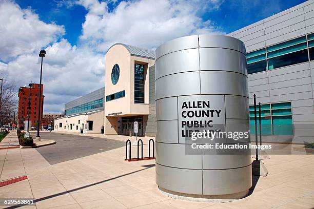 Entrance to the Allen County Public Library in downtown Fort Wayne Indiana, This library is located in downtown Fort Wayne and is especially noted...