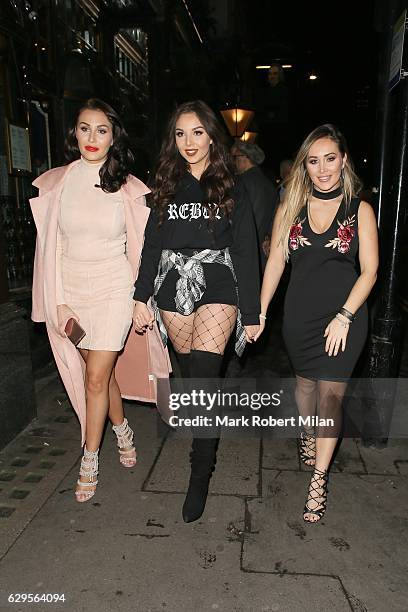 Chloe Goodman, Amelia Goodman and Lauryn Goodman at the Buddha-Bar on December 13, 2016 in London, England.