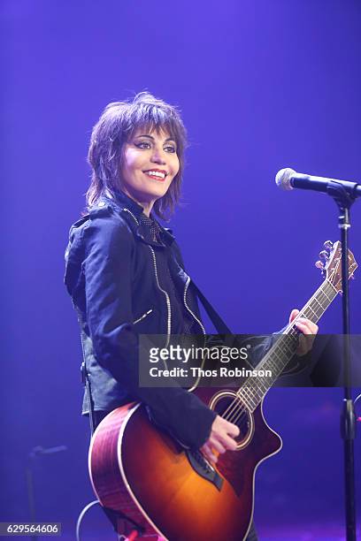 Joan Jett performs onstage during the USO 75th Anniversary Armed Forces Gala & Gold Medal Dinner at Marriott Marquis Times Square on December 13,...