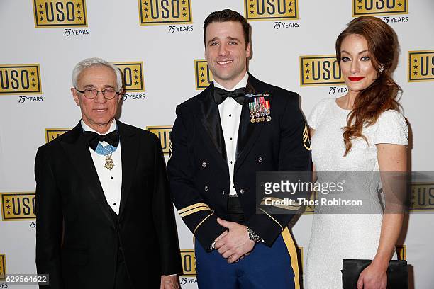 Medal of Honor recipient Col. Jack Jacobs and USO George Van Cleave Military Leadership Award recipient U.S. Army Green Beret Staff Sgt. Michael...