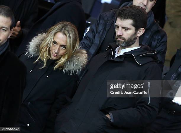 Laurie Delhostal and Pierre Rabadan attend the French Ligue 1 match between Paris Saint Germain and OGC Nice at Parc des Princes stadium on December...