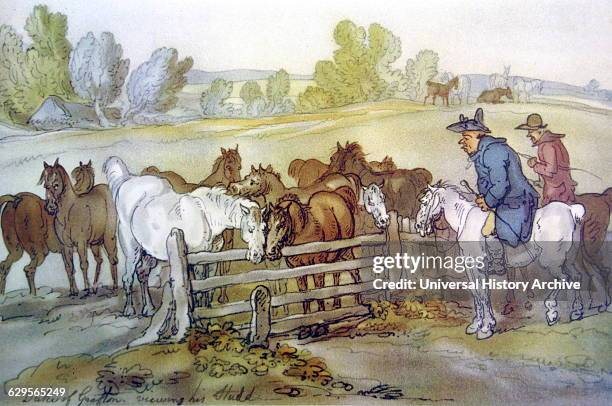 The Duke of Grafton viewing his Stud by Thomas Rowlandson