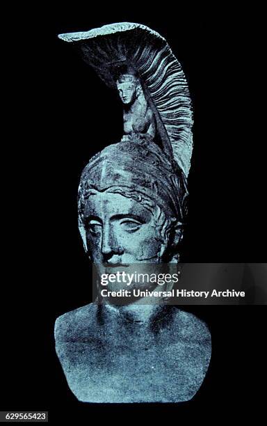 Roman God of war Mars , head of Roman statue 3rd-4th century AD; Munich
