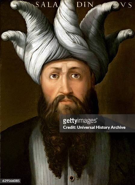 Portrait of Saladin by Cristofano Dell Altissimo. Saladin , known as ?ala? ad-Din Yusuf ibn Ayyub the first sultan of Egypt and Syria and the founder...