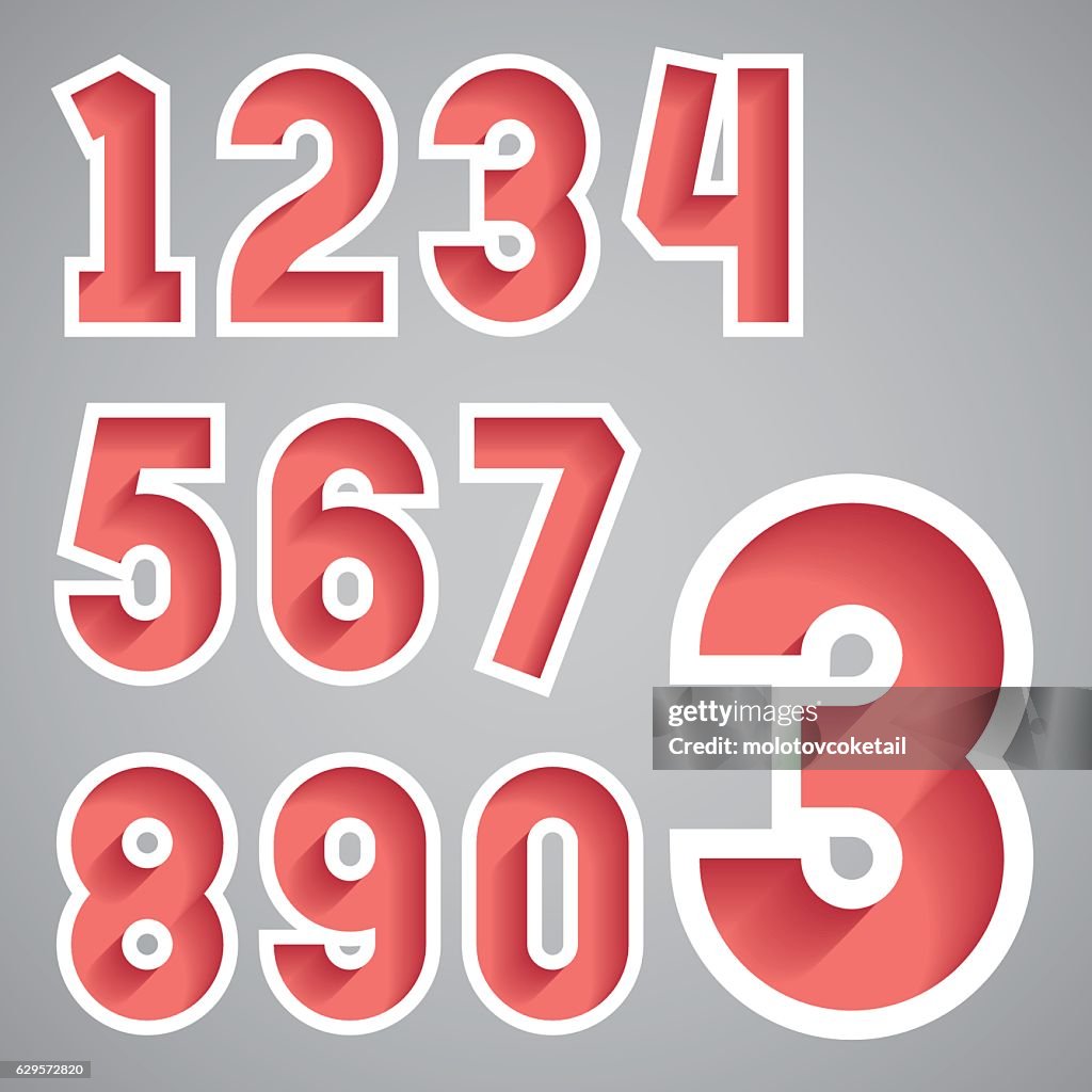 Stritched Out Numbers Cut Out Number Set In Orange Color High-Res Vector Graphic - Getty Images
