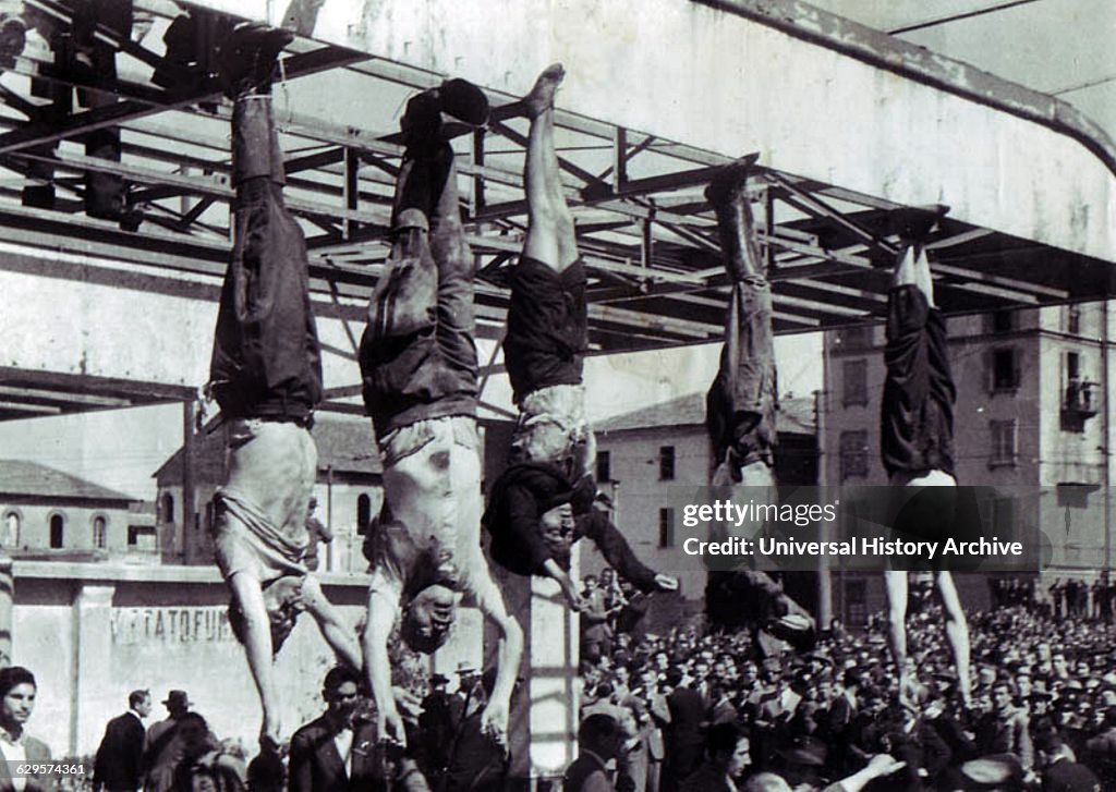 The death of Benito Mussolini, the Italian fascist dictator; April 1945