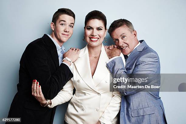 Alan Thicke, Tanya Callau, and Carter William Thicke are photographed at The Beverly Hilton Hotel on July 8, 2014 in Beverly Hills, California.