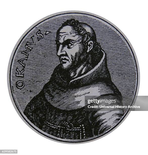 Portrait of William of Ockham an English Franciscan friar and scholastic philosopher and theologian. Dated 14th Century