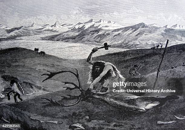 Painting depicting reindeer hunting in the later Ice Age