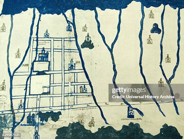 Map depicting Coatepec, Veracruz, Mexico. Dated 16th Century