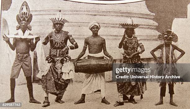 Engraving depicting tribal dancers from Africa. Dated 19th Century