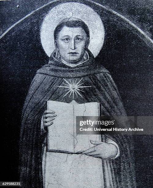Portrait of Thomas Aquinas Italian Dominican friar and Catholic priest who was an immensely influential philosopher, theologian and jurist. Dated...