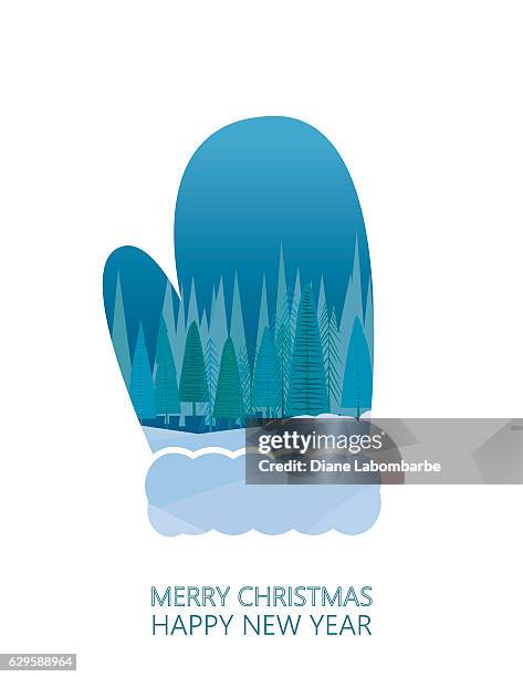 double exposure christmas card - mitten - baseball glove silhouette stock illustrations