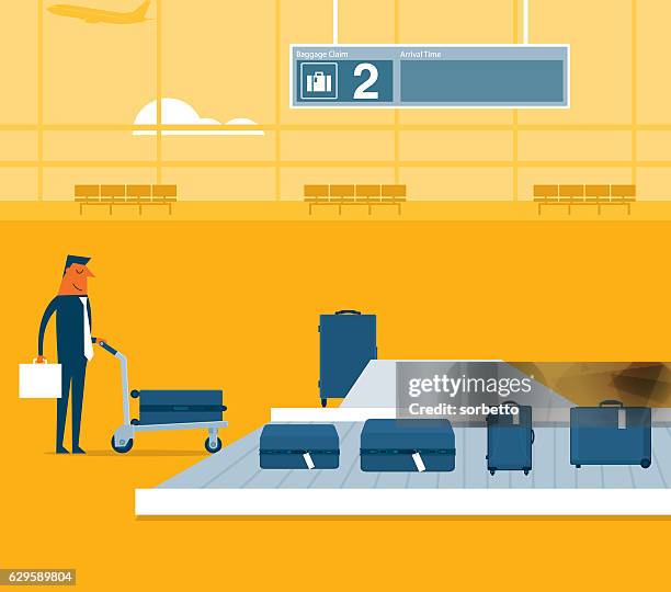 ilustraciones, imágenes clip art, dibujos animados e iconos de stock de aeropuerto de cinta transportadora - zona de equipajes
