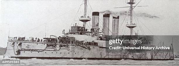 Japanese battleship Shikishima, the lead ship of the Shikishima class of pre-dreadnought battleships built for the Imperial Japanese Navy by British...