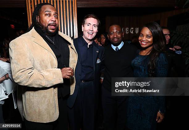 Mike Sargent, Bill McCuddy, Wilson Morales and JoniseÊBoyd attend a cocktail party in celebration of "Life, Animated" at Megu New York on December...