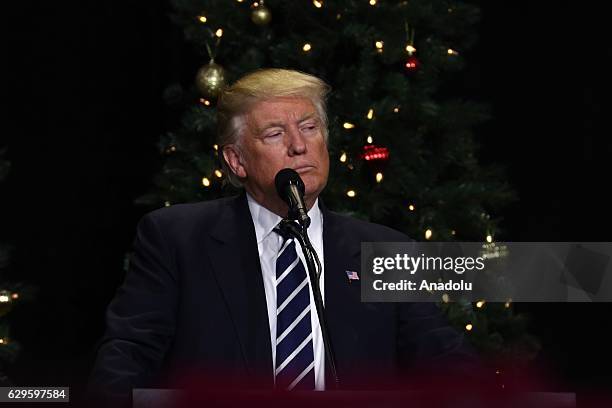 President-elect Donald Trump addresses to his supporters at the USA Thank You Tour 2016 at the Wisconsin State Fair Exposition Center in West Allis,...