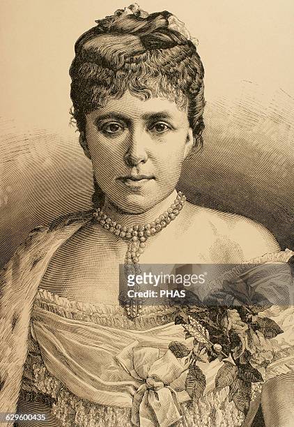 Maria Christina of Austria . Queen of Spain. Second wife of King Alfonso XII. Regent during the minority of their son, Alfons XIII. Engraving....