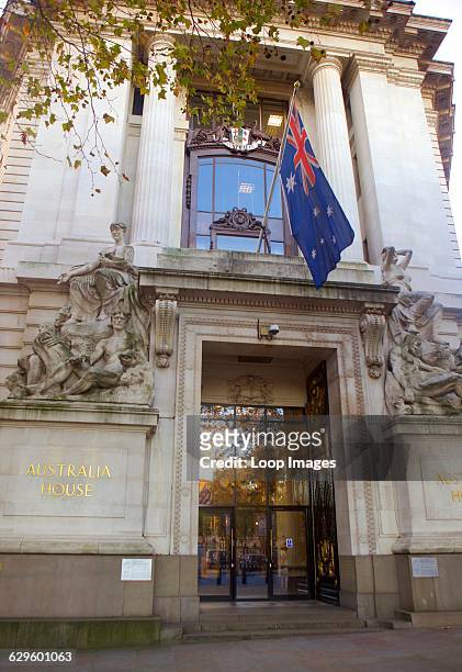 The entrance to the Australian High Commission on the Strand, City of Westminster , England.