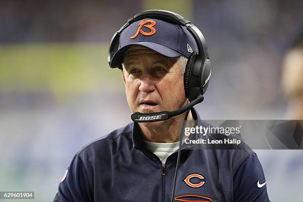 Head coach John Fox of the Chicago Bears watches the action during the fourth quarter of the game against the Detroit Lions at Ford Field on December...