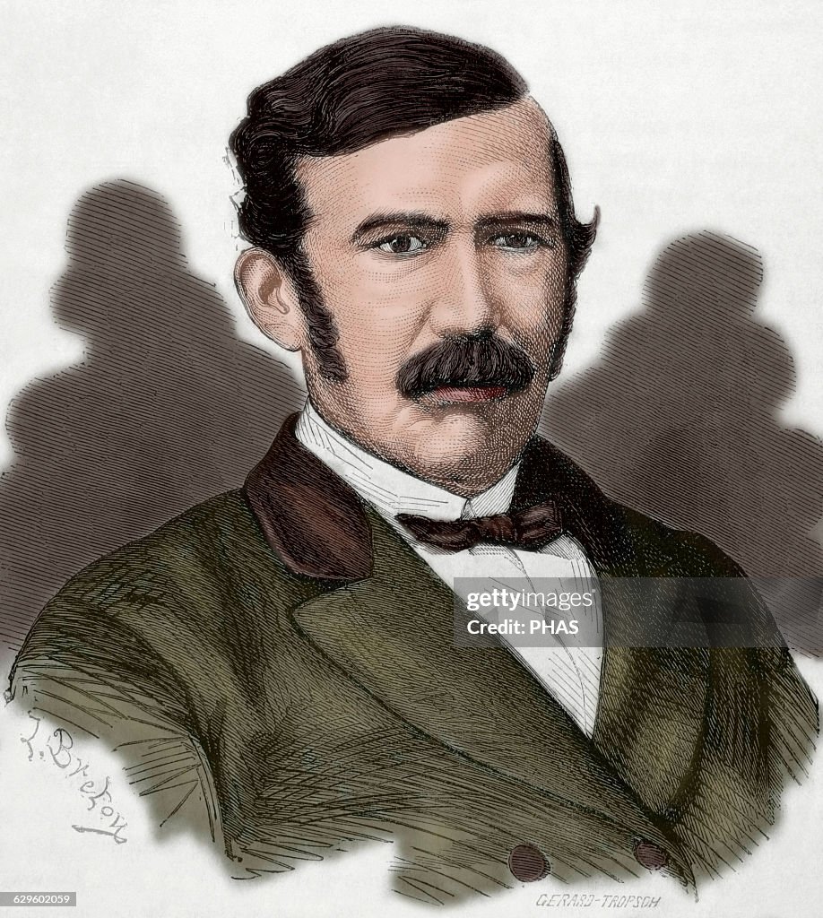 David Livingstone (1813-1873). Engraving. Colored.