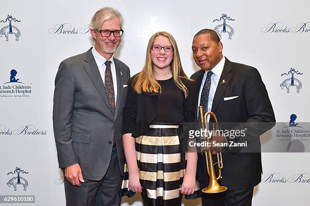 Claudio Del Vecchio, Guest and Wynton Marsalis attend 12th Annual Brooks Brothers Holiday Celebration at Brooks Brothers on December 13, 2016 in New...