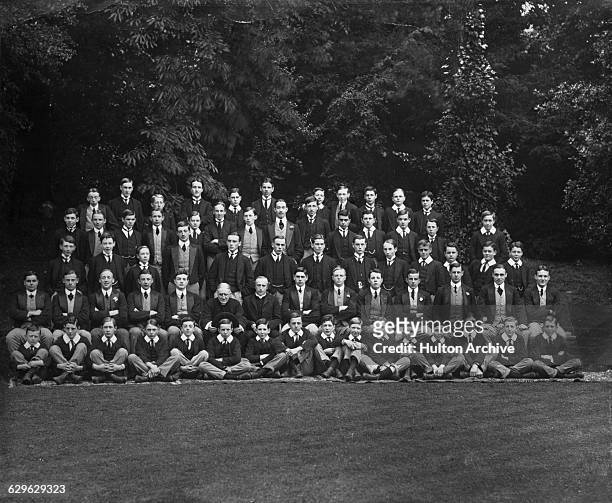 Jawaharlal Nehru , later the the first Prime Minister of India, among the schoolboys of The Headmaster's House at Harrow School, London, 1907. Nehru...