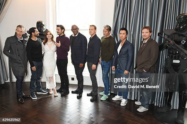 Ben Mendelsohn, Riz Ahmed, Felicity Jones, Diego Luna, Forest Whitaker, Alan Tudyk, Mads Mikkelsen, Donnie Yen and director attends a photocall for...