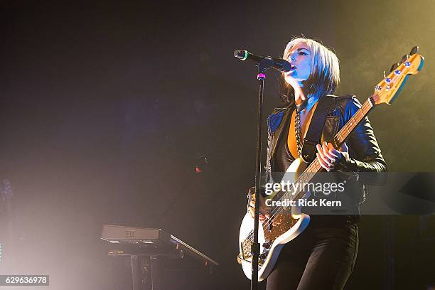 Musician/vocalist Sarah Barthel of Phantogram performs in concert at Emo's on December 13, 2016 in Austin, Texas.