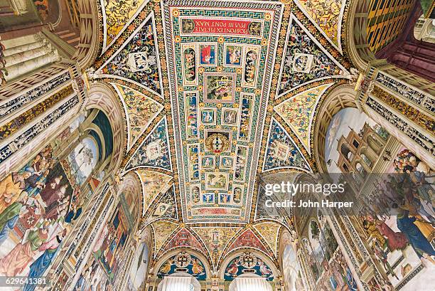 interior of siena cathedral, siena, italy - kathedraal van siena stockfoto's en -beelden