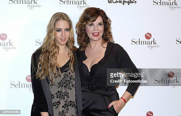 Andrea Lazaro and Belinda Washington attend the Selmark Christmas collection launch show at Loft on December 14, 2016 in Madrid, Spain.