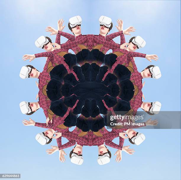 kaleidoscope virtual reality - kaleidoskop muster stock-fotos und bilder