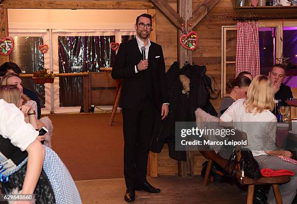 Michael Preetz of Hertha BSC holds a speech during the Christmas party on December 13, 2016 in Berlin, Germany.