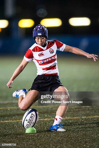 Mayu Shimizu of Japan competes against Fiji during the Women's Rugby World Cup 2017 Qualifier match between Japan and Fiji on December 13, 2016 in...